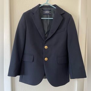 Land’s End boys navy suit jacket/blazer with brass buttons, size 5 (4-5 years)